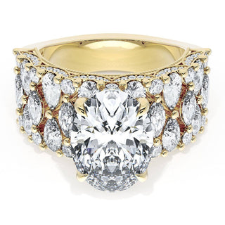 Oval Solitaire Engagement Ring w/ North South Marquise & Pear Band