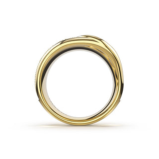 Sculpted Double-Petal Pavé-Intense Band in Yellow Gold