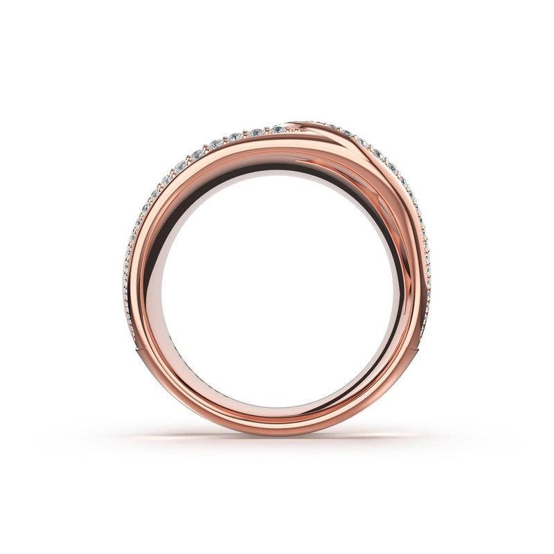 Sculpted Double-Petal Pavé Band in 18kt Rose Gold