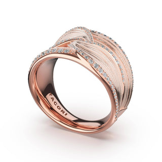 Sculpted Double-Petal Pavé Band in 14kt Rose Gold