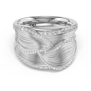 Sculpted Double-Petal Pavé Band in 14kt White Gold