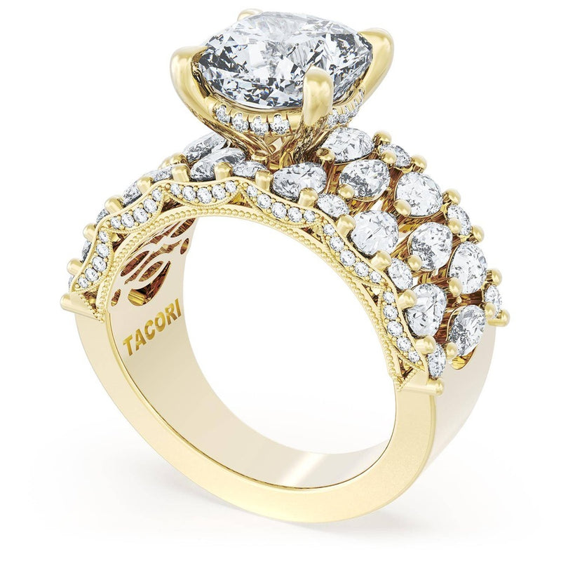 Cushion Solitaire Engagement Ring w/ North South Marquise & Pear Band