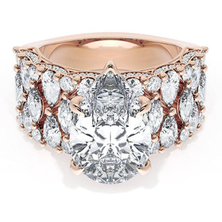 Pear Solitaire Engagement Ring w/ North South Marquise & Pear Band