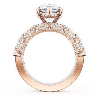 Pear Solitaire Engagement Ring w/ North South Marquise & Pear Band