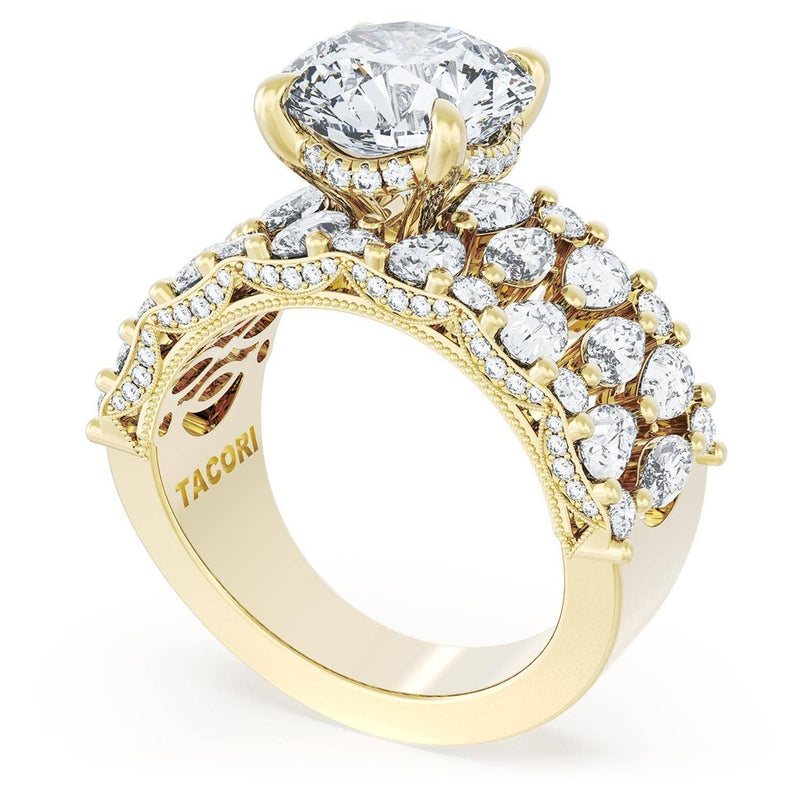 Round Solitaire Engagement Ring w/ North South Marquise & Pear Band
