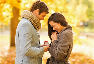 Proposal with Princess Cut Diamond Ring