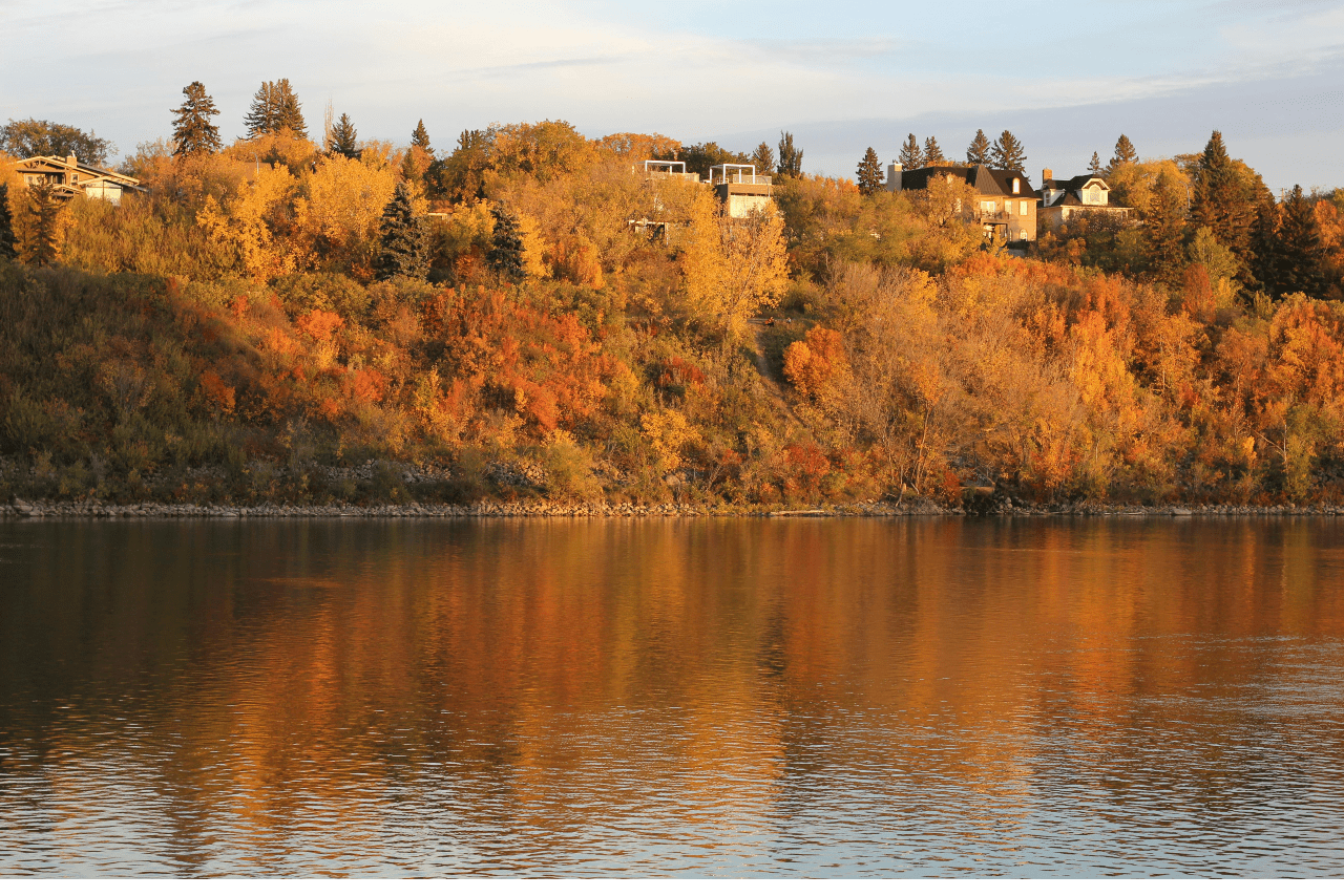 a view of the riverside in Saskatoon