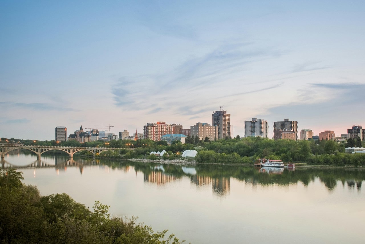 a view of the cityscape in Saskatoon
