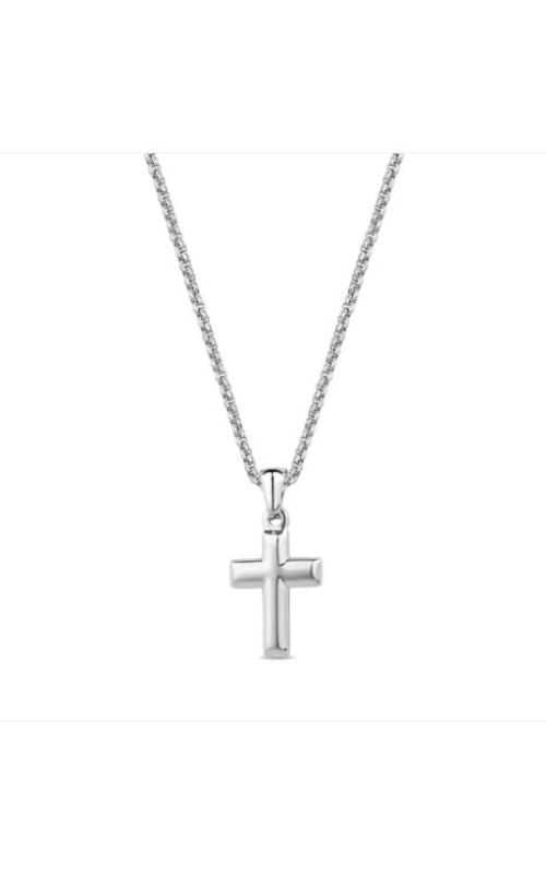 GUARDIAN CROSS STEEL PENDANT ON ROLO CHAIN