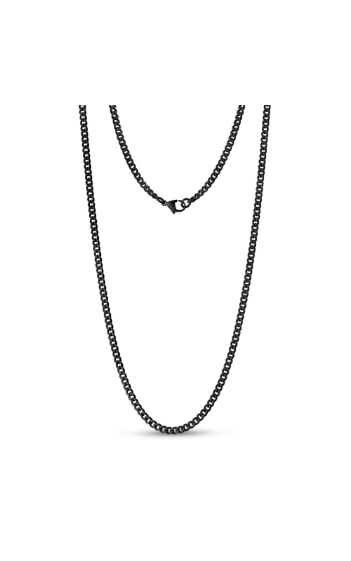 3.5MM BLK STEEL CURB NECKLACE 24