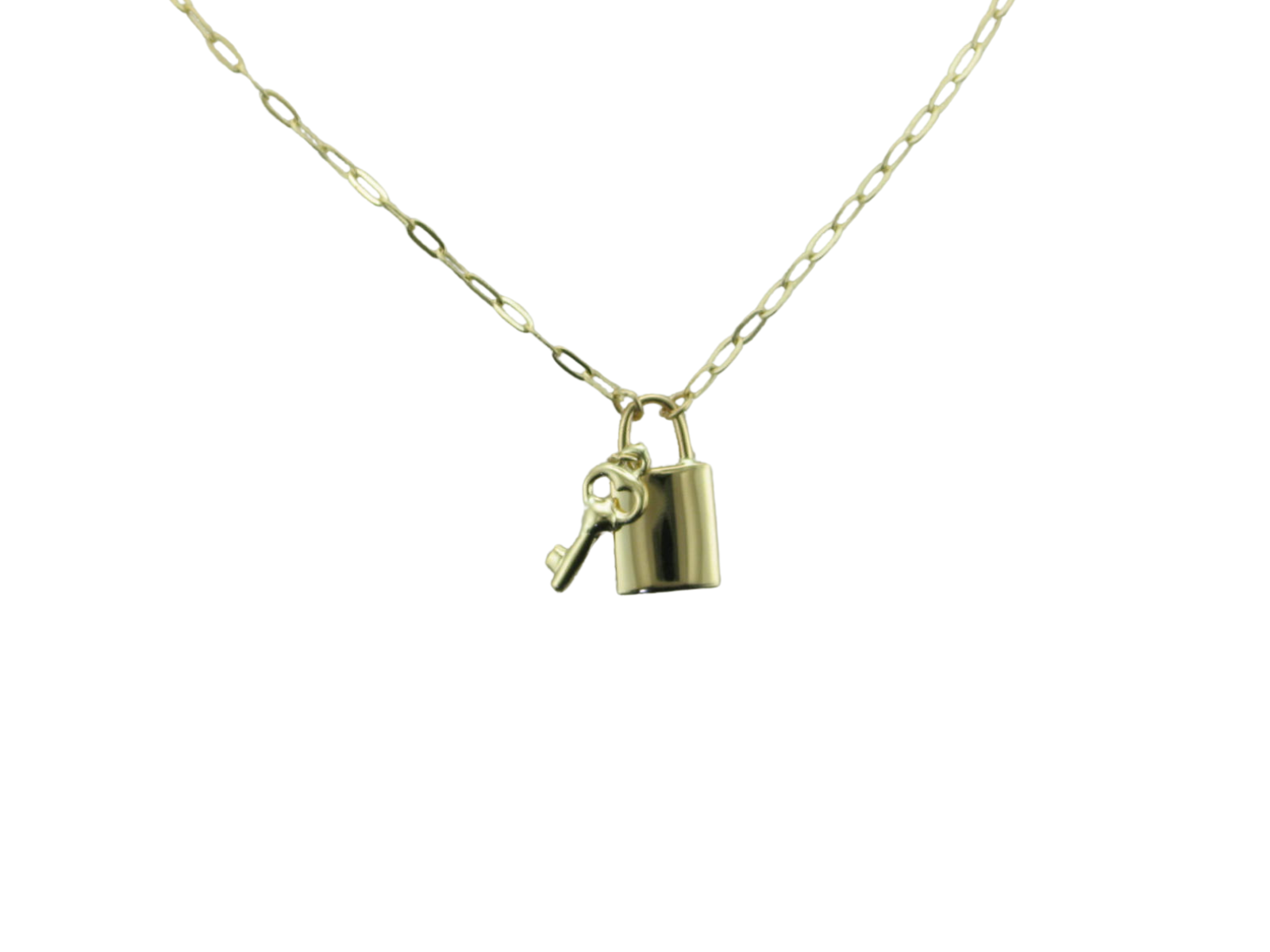 Gold lock and key necklace deals