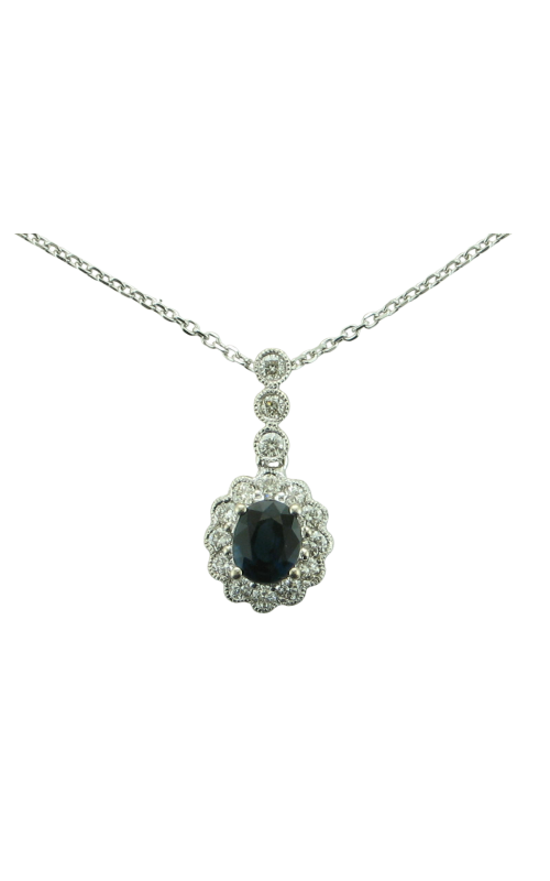 14KW B/SAPP & DIA NECKLACE