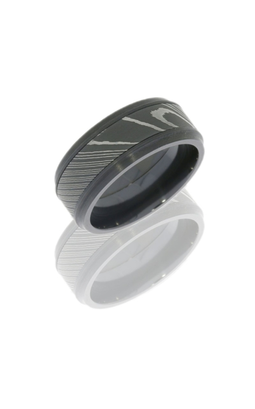 8MM BLK ZIR WITH DAMASCUS INLAY