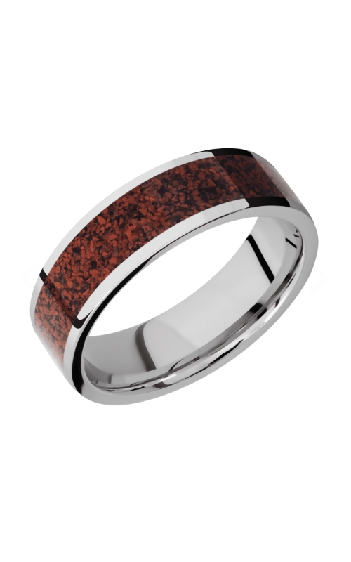 8MM TITANIUM W/5MM RED DINO INLAY BAND